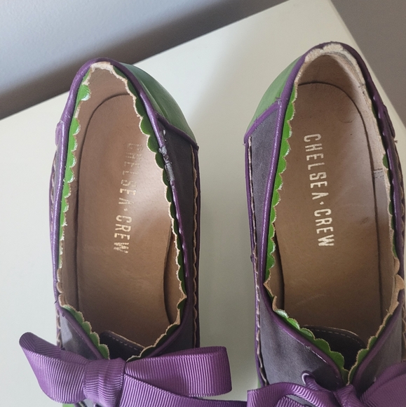 Chelsea Crew Green and Purple Heels with Scalloped Detail, GUC, Size 6.5 - Picture 3 of 10